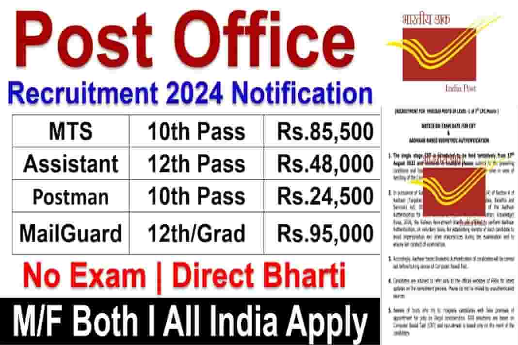 Post Office Vacancy 2024 : बिना परीक्षा दिए सीधी भर्ती, इस तरह से करें अप्लाइ…